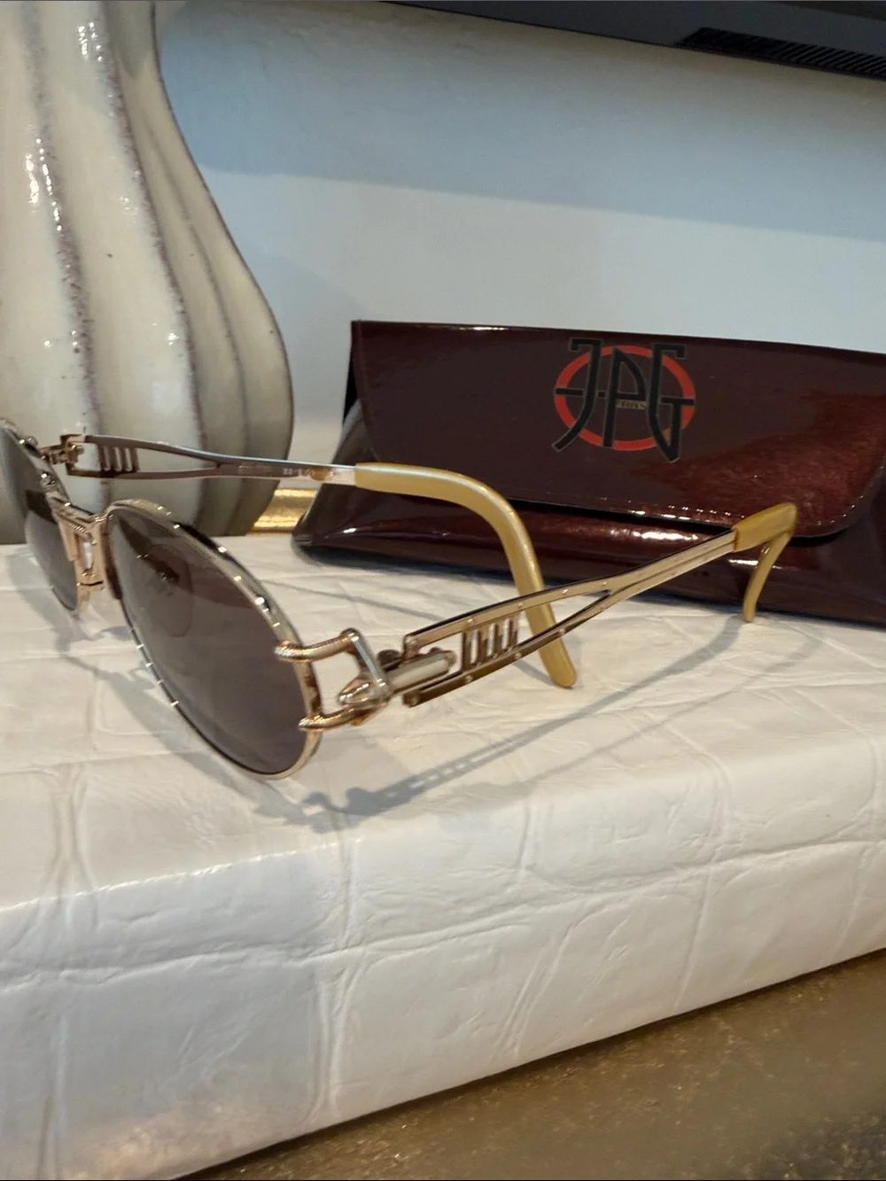 Rare Vintage Jean Paul Gaultier 56-6101 Steampunk Gold Frames Sunglasses